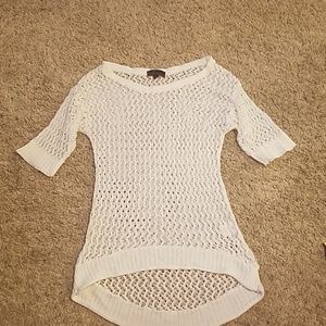 White see through 3/4 sleeve white shirt